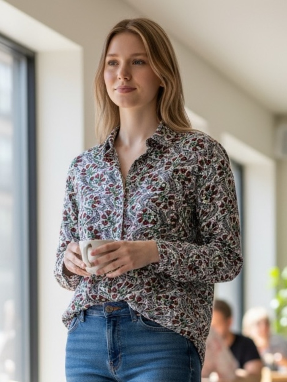 Boston Trader Soft Women's Vintage Floral Button-Down Shirt - Multicolor - 10